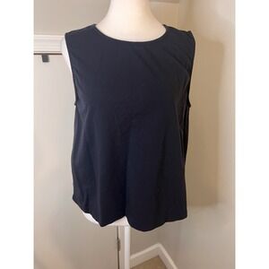 Eileen Fisher Dark Navy Blue Tank Top Shell Medium Cotton And Spandex